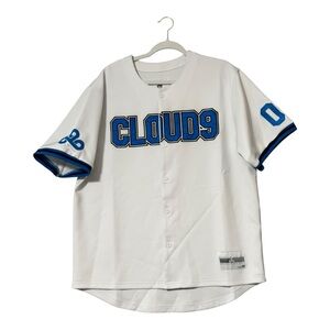 Cloud 9 White and Blue Men's Jersey Large Baseball